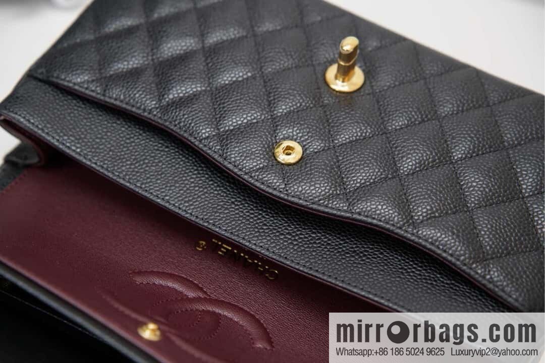 Classic Flap, black gold, large ball pattern 〰️ A01112