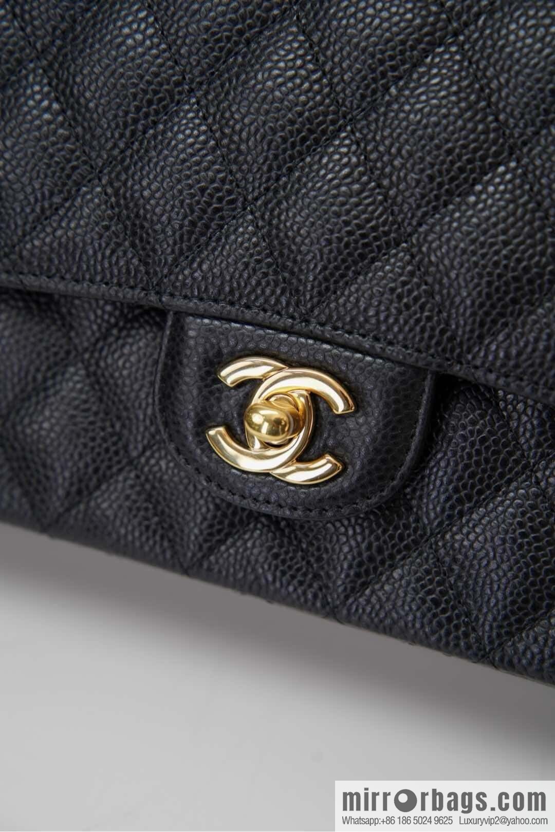 Classic Flap, black gold, large ball pattern 〰️ A01112