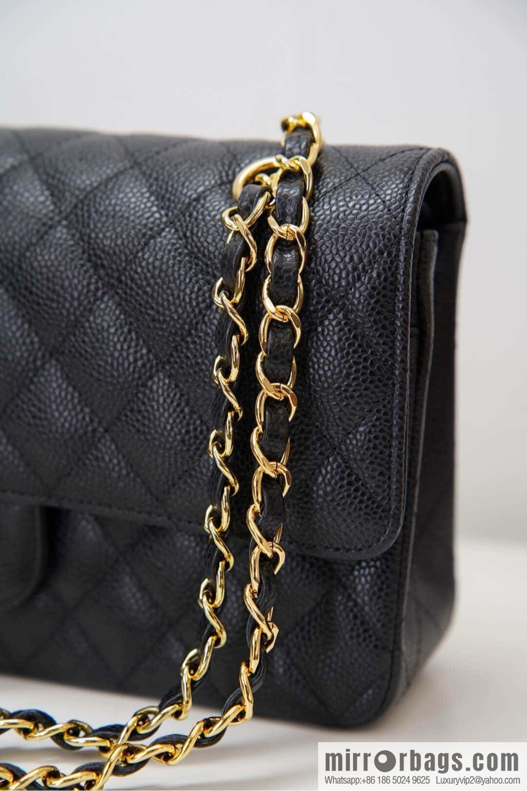 Classic Flap, black gold, large ball pattern 〰️ A01112