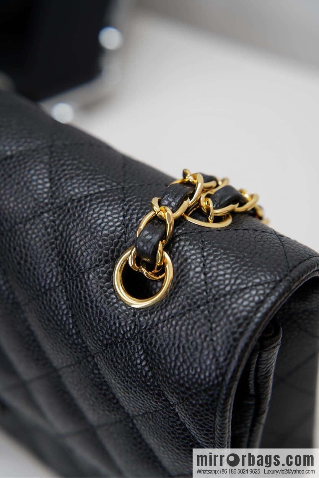 Classic Flap, black gold, large ball pattern 〰️ A01112