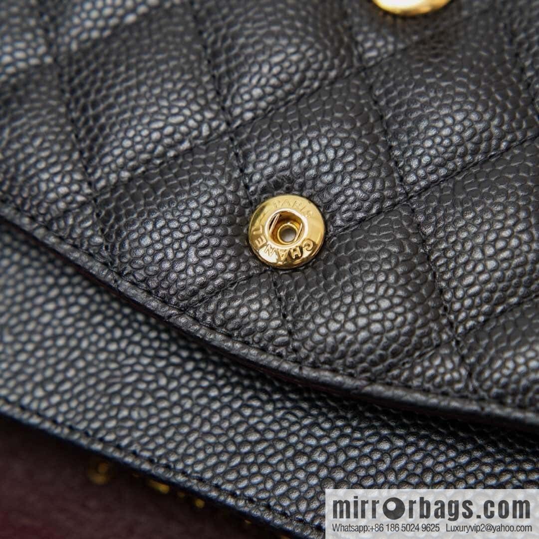 Classic Flap, black gold, large ball pattern 〰️ A01112