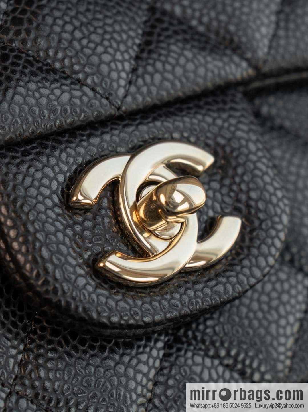 ℂ𝔽 𝗖𝗹𝗮𝘀𝘀𝗶𝗰 𝗙𝗹𝗮𝗽 | genuine leather litchi pattern black gold 🖤 A01116
