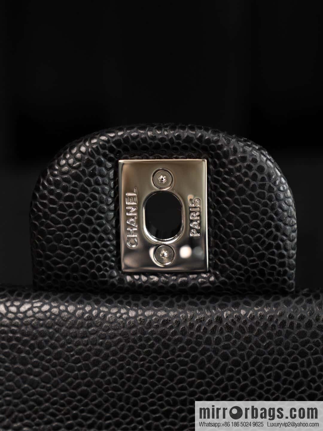 ℂ𝔽 𝗖𝗹𝗮𝘀𝘀𝗶𝗰 𝗙𝗹𝗮𝗽 | genuine leather litchi pattern black silver 🖤 A01116