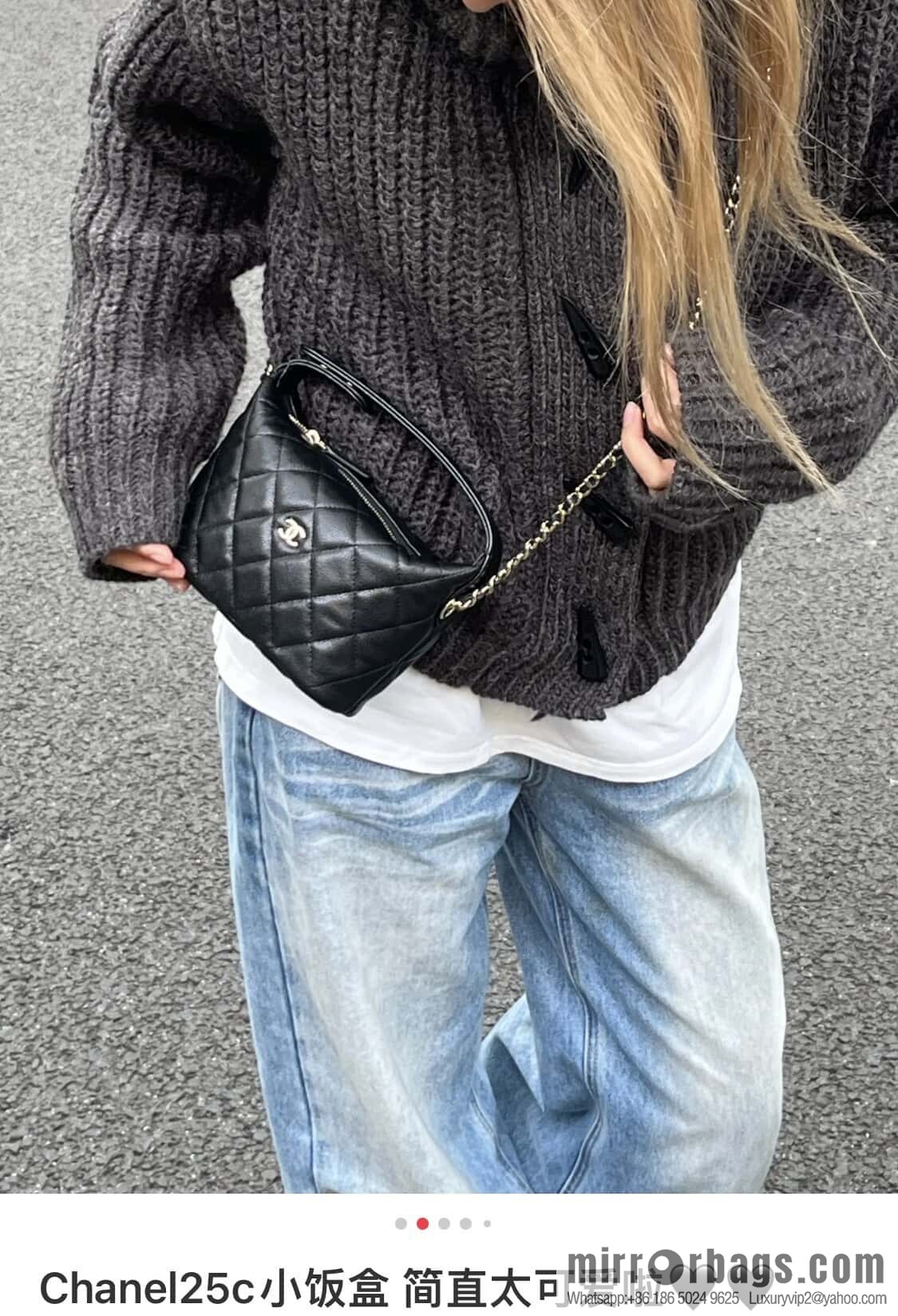 𝐂𝐡𝐚𝐧𝐞𝐥 𝟐𝟓𝐜 early spring new, lunch box bag, black gold 🖤 AP4386