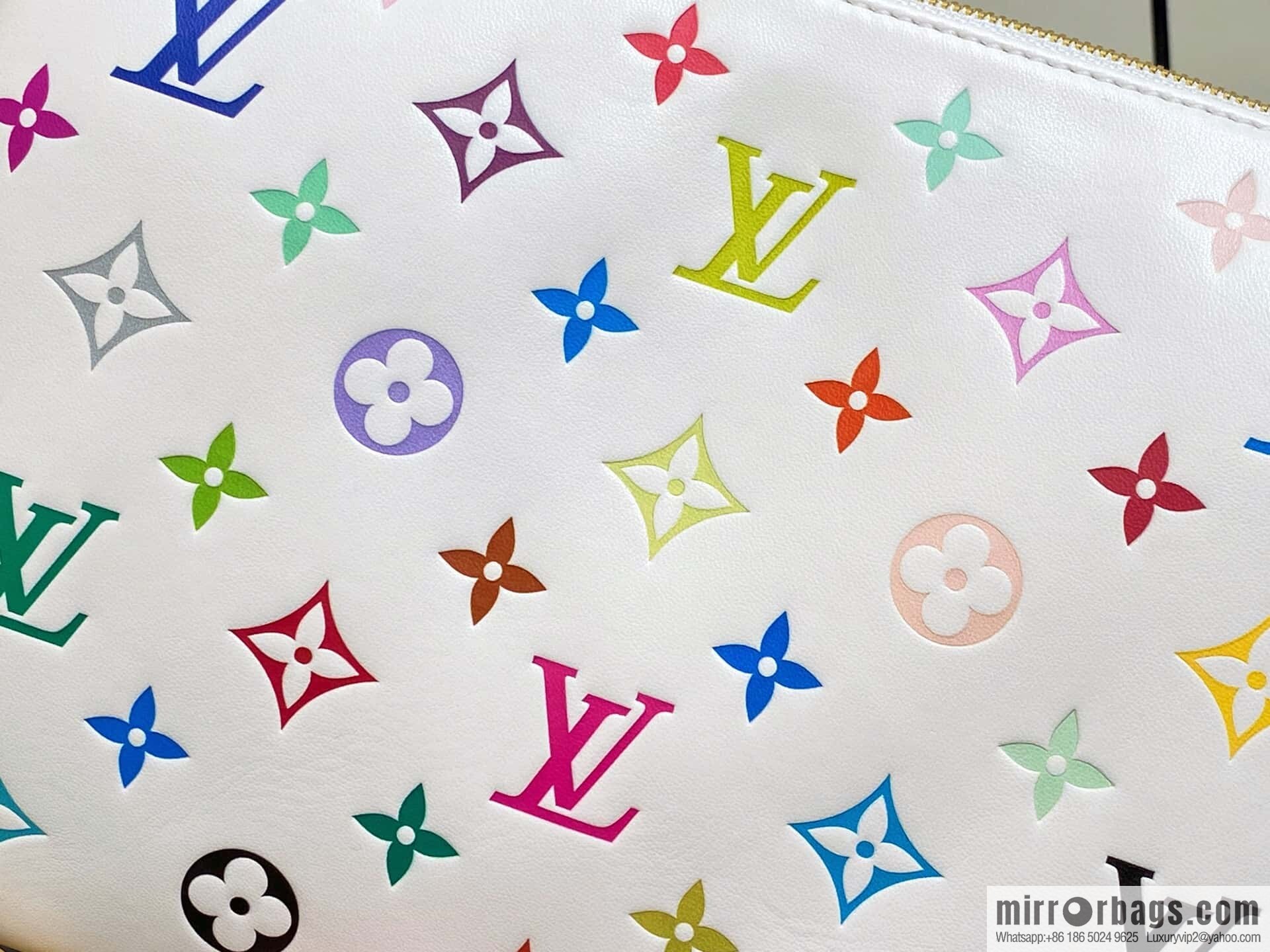 [Original order boutique] M13233 white color, full leather chain bag LV x TM COUSSIN small handbag, white/three color (Takashi Murakami)