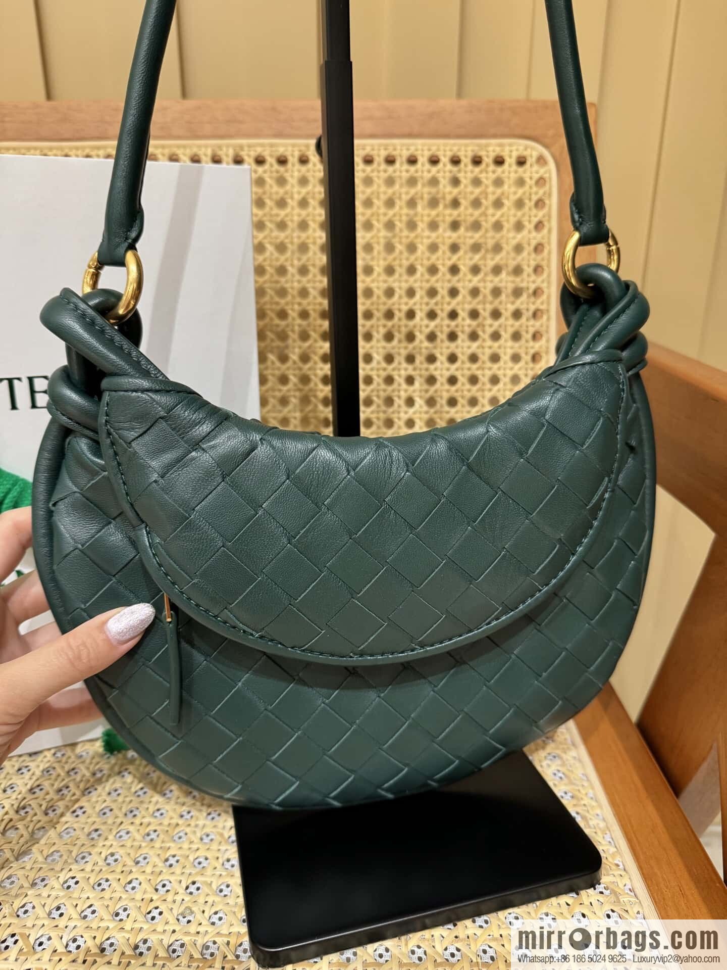 BV Small Gemelli Shoulder Backpack 776764 Emerald
