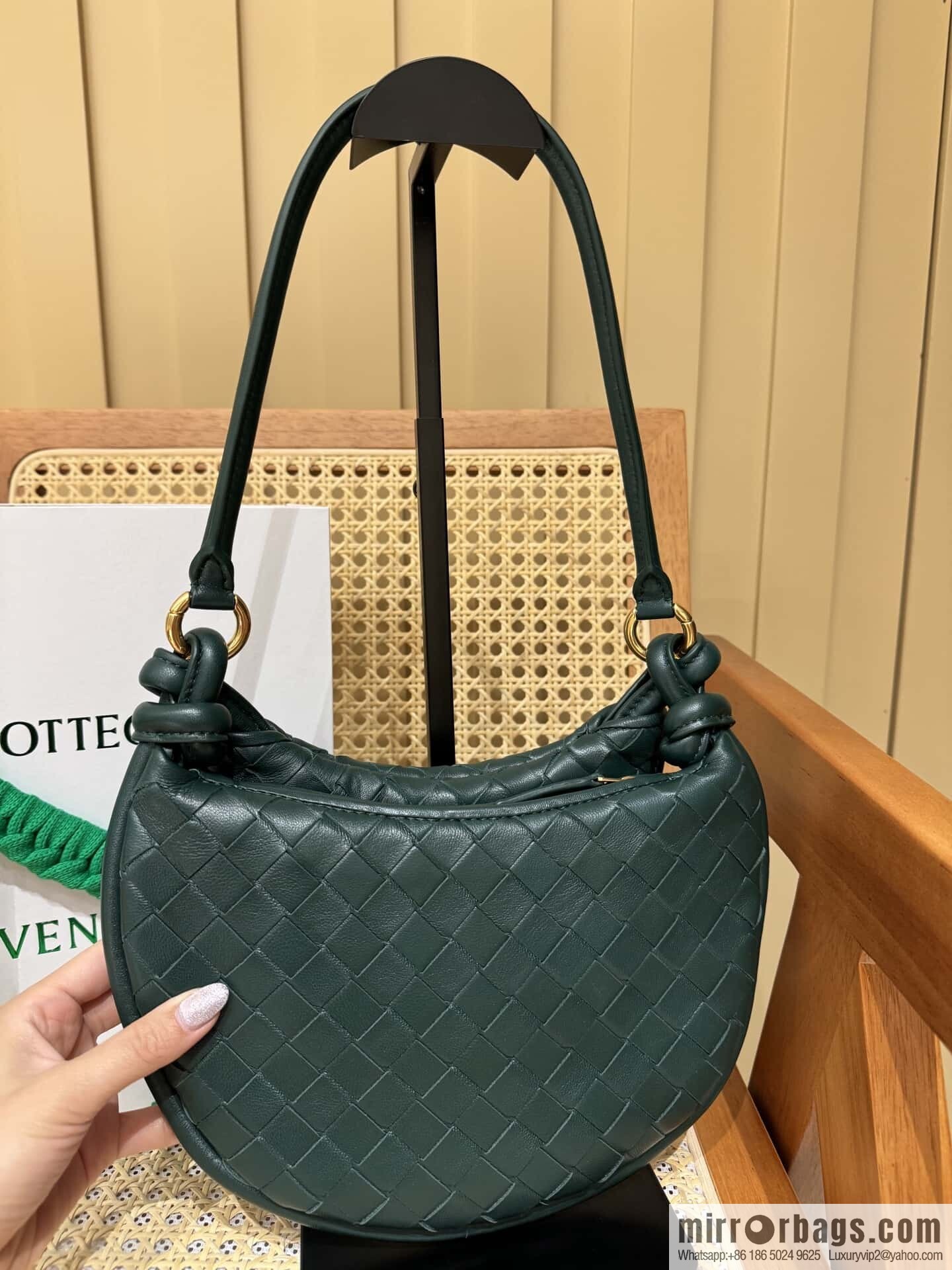 BV Small Gemelli Shoulder Backpack 776764 Emerald