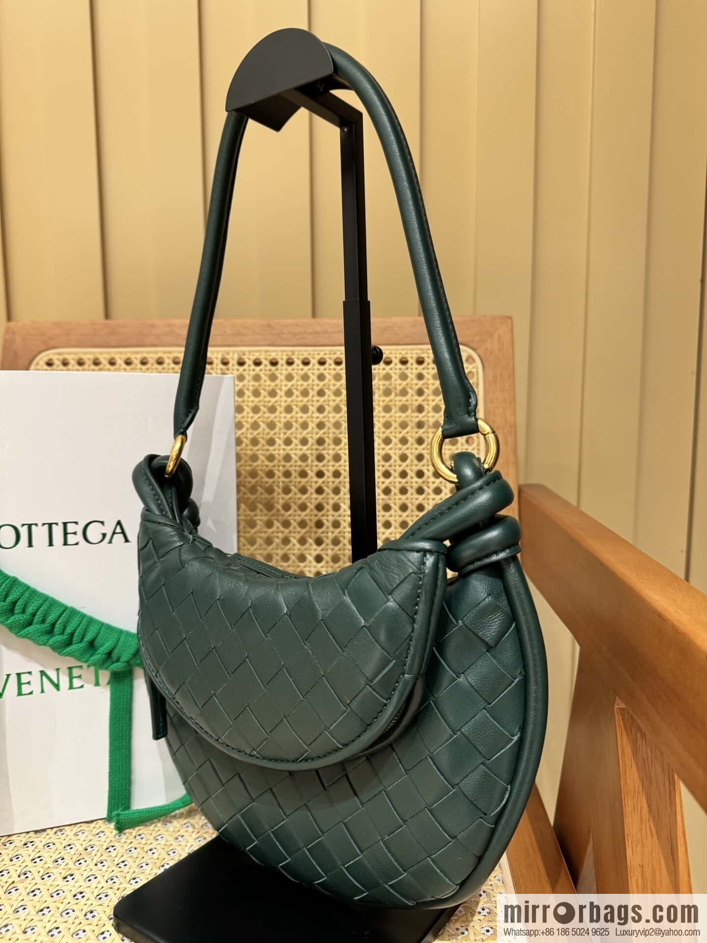 BV Small Gemelli Shoulder Backpack 776764 Emerald