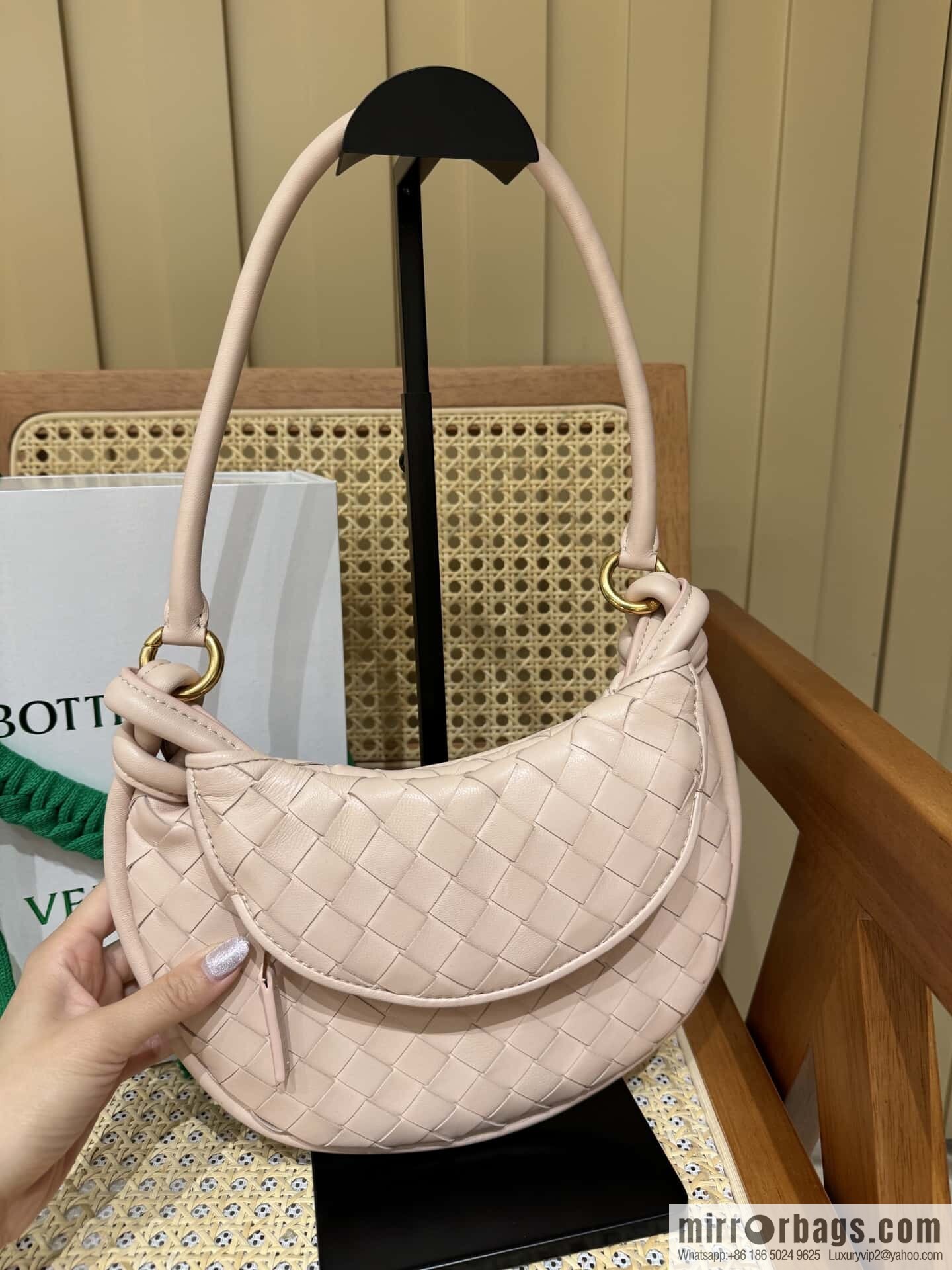 BV Small Gemelli Shoulder Backpack 776764 Lotus Powder