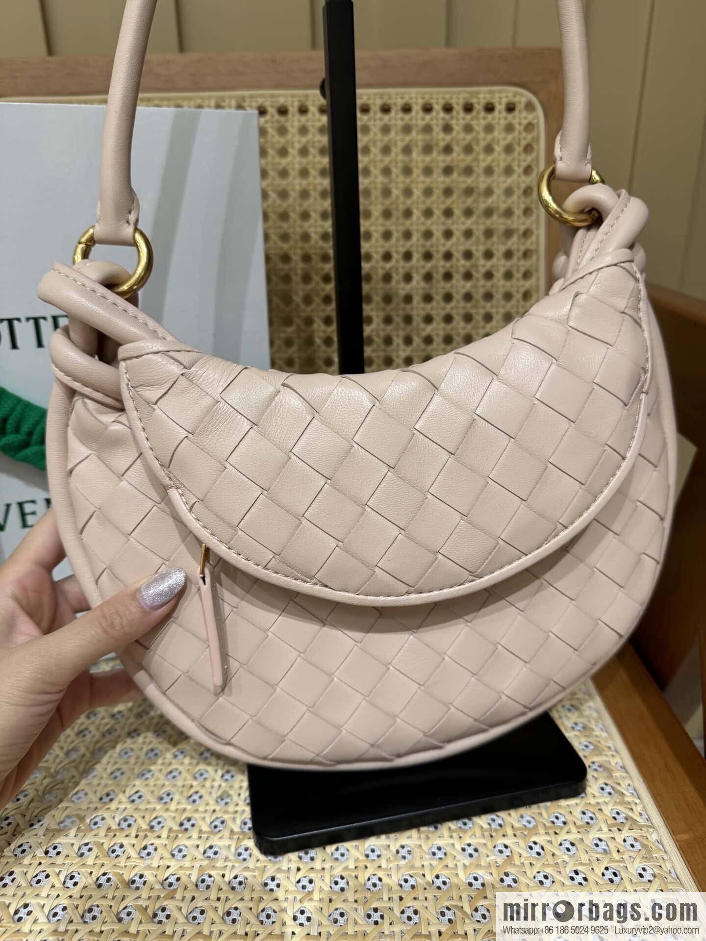 BV Small Gemelli Shoulder Backpack 776764 Lotus Powder
