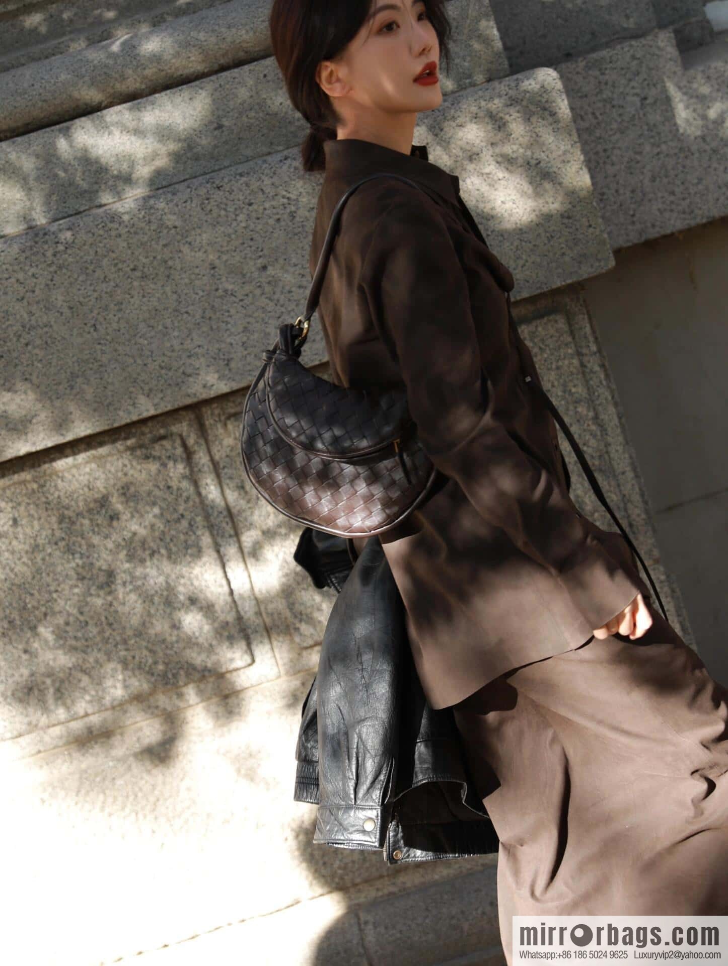 BV Small Gemelli Shoulder Backpack 776764 Chocolate Brown