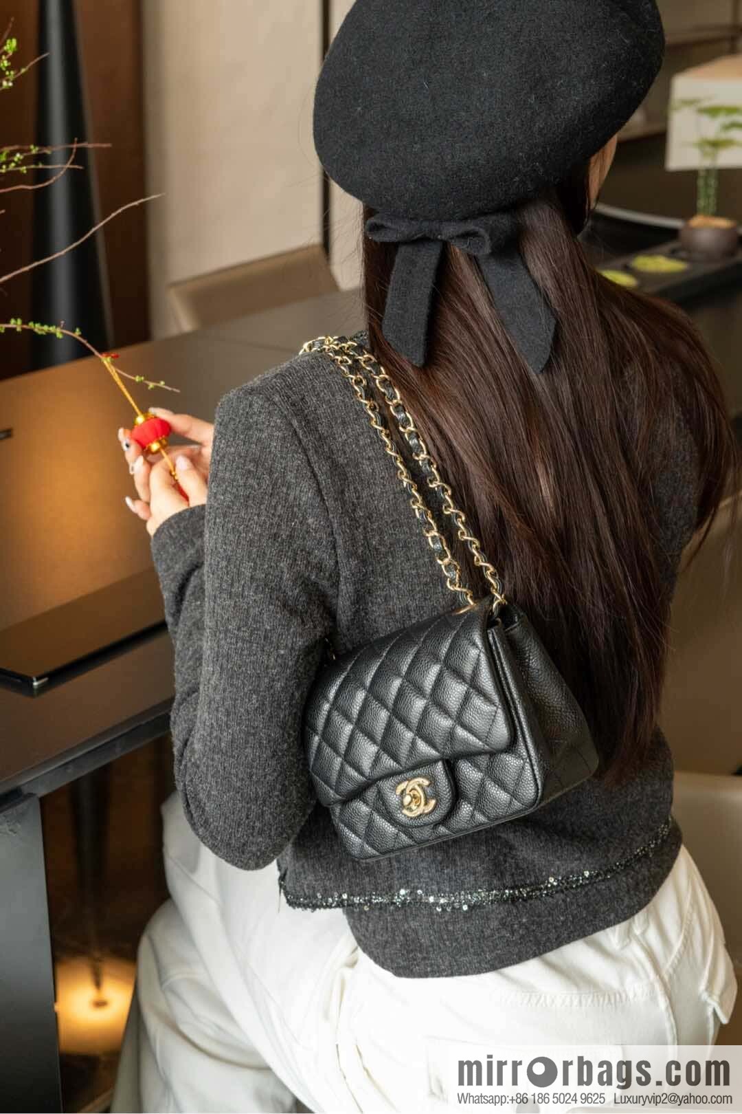 𝗖𝗹𝗮𝘀𝘀𝗶𝗰 𝗙𝗹𝗮𝗽 | genuine skin lychee pattern, Fatty Fang, black gold 🖤 A01115
