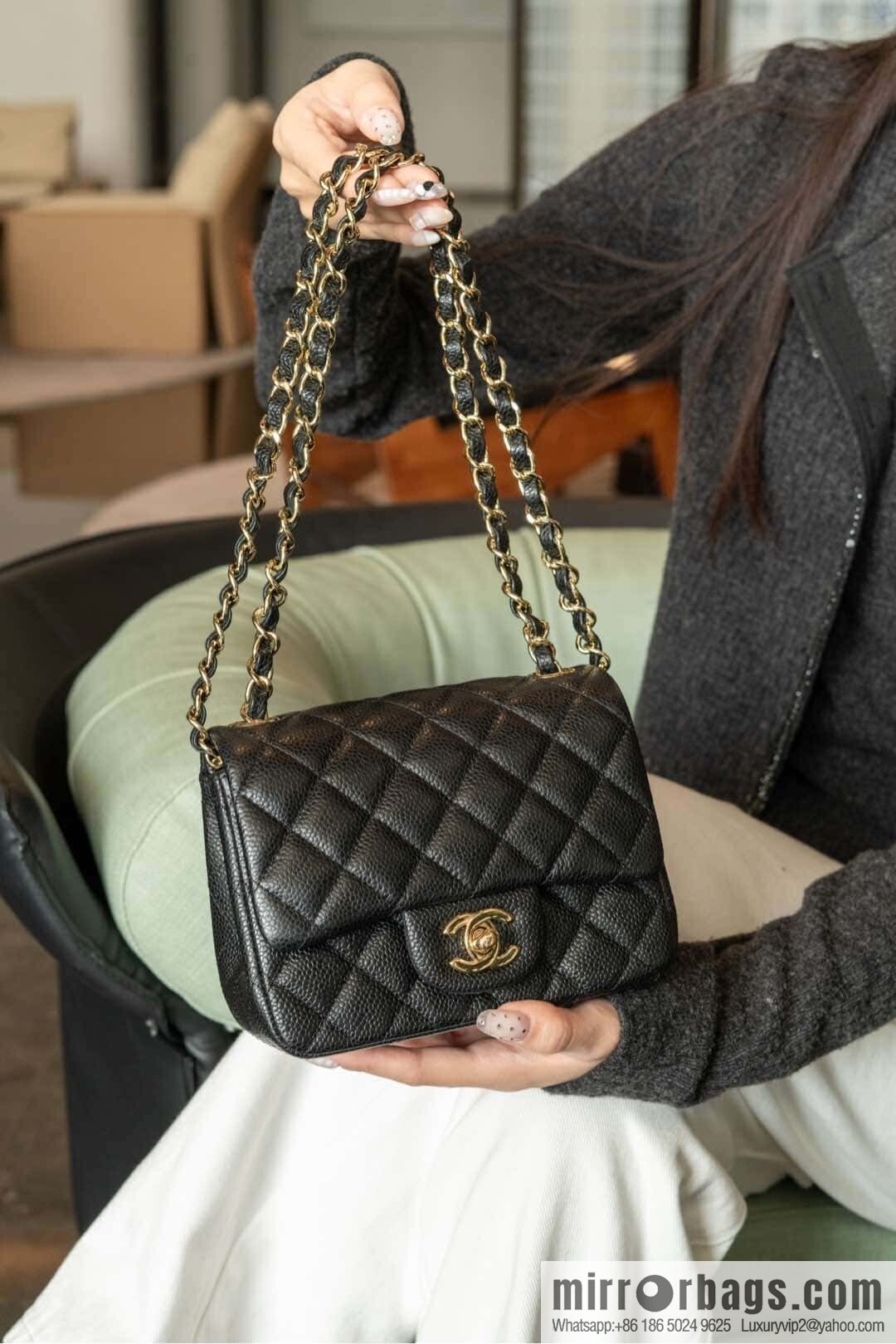 𝗖𝗹𝗮𝘀𝘀𝗶𝗰 𝗙𝗹𝗮𝗽 | genuine skin lychee pattern, Fatty Fang, black gold 🖤 A01115