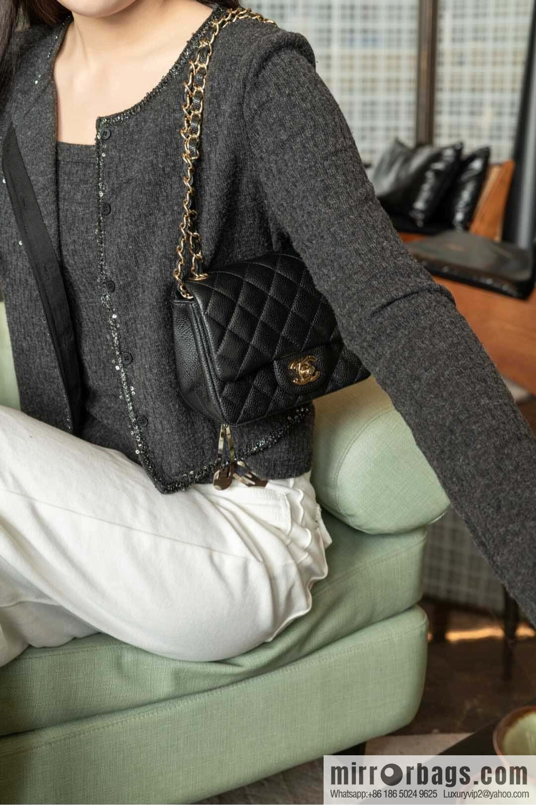 𝗖𝗹𝗮𝘀𝘀𝗶𝗰 𝗙𝗹𝗮𝗽 | genuine skin lychee pattern, Fatty Fang, black gold 🖤 A01115