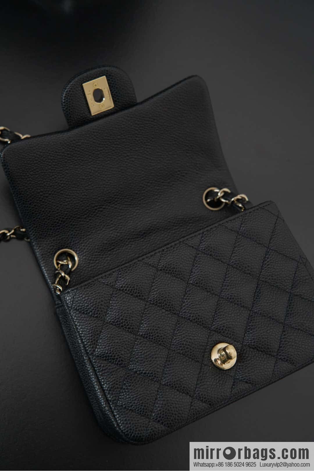 𝗖𝗹𝗮𝘀𝘀𝗶𝗰 𝗙𝗹𝗮𝗽 | genuine skin lychee pattern, Fatty Fang, black gold 🖤 A01115