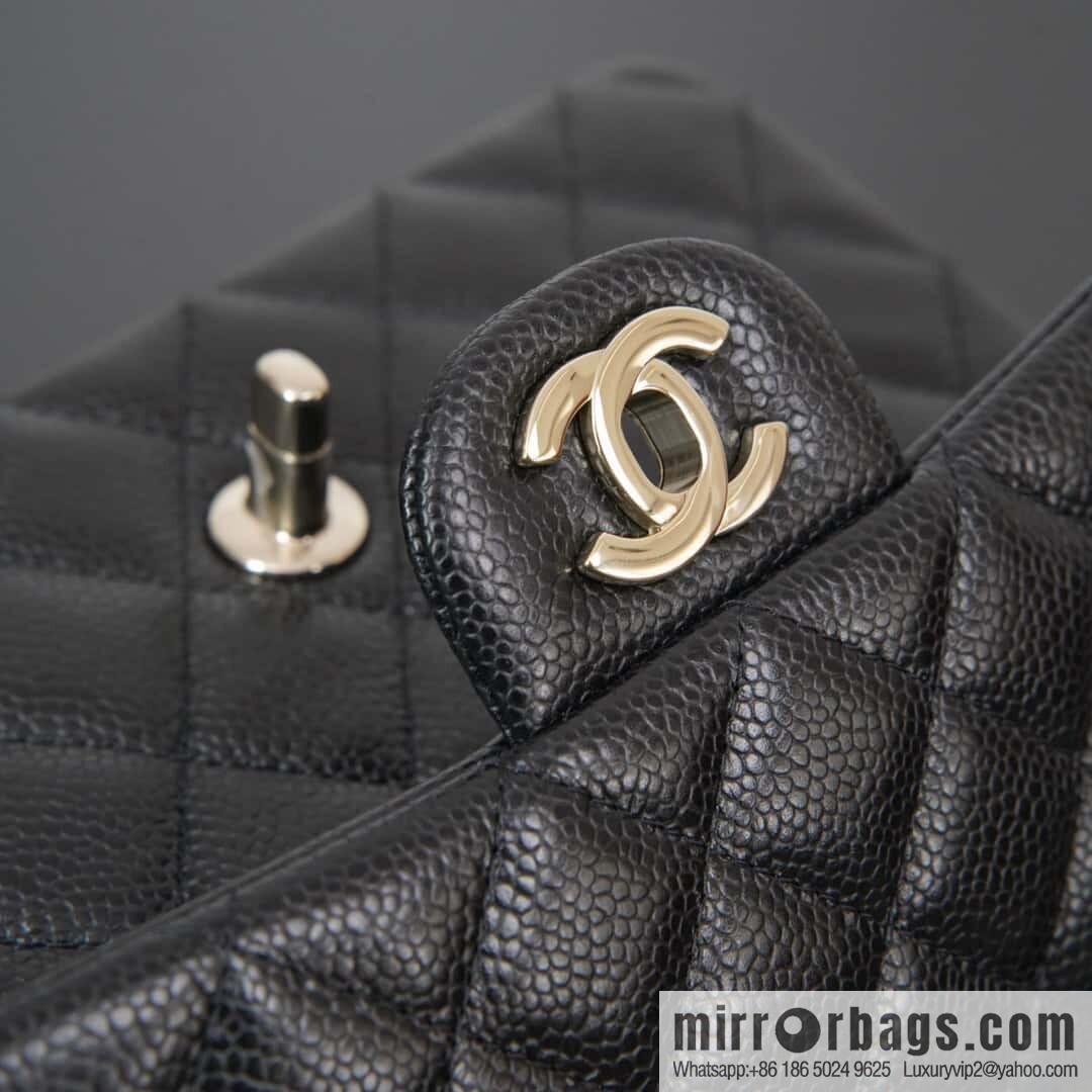 ℂ𝔽 𝗖𝗹𝗮𝘀𝘀𝗶𝗰 𝗙𝗹𝗮𝗽 | Litchi pattern black gold 🖤 A01116