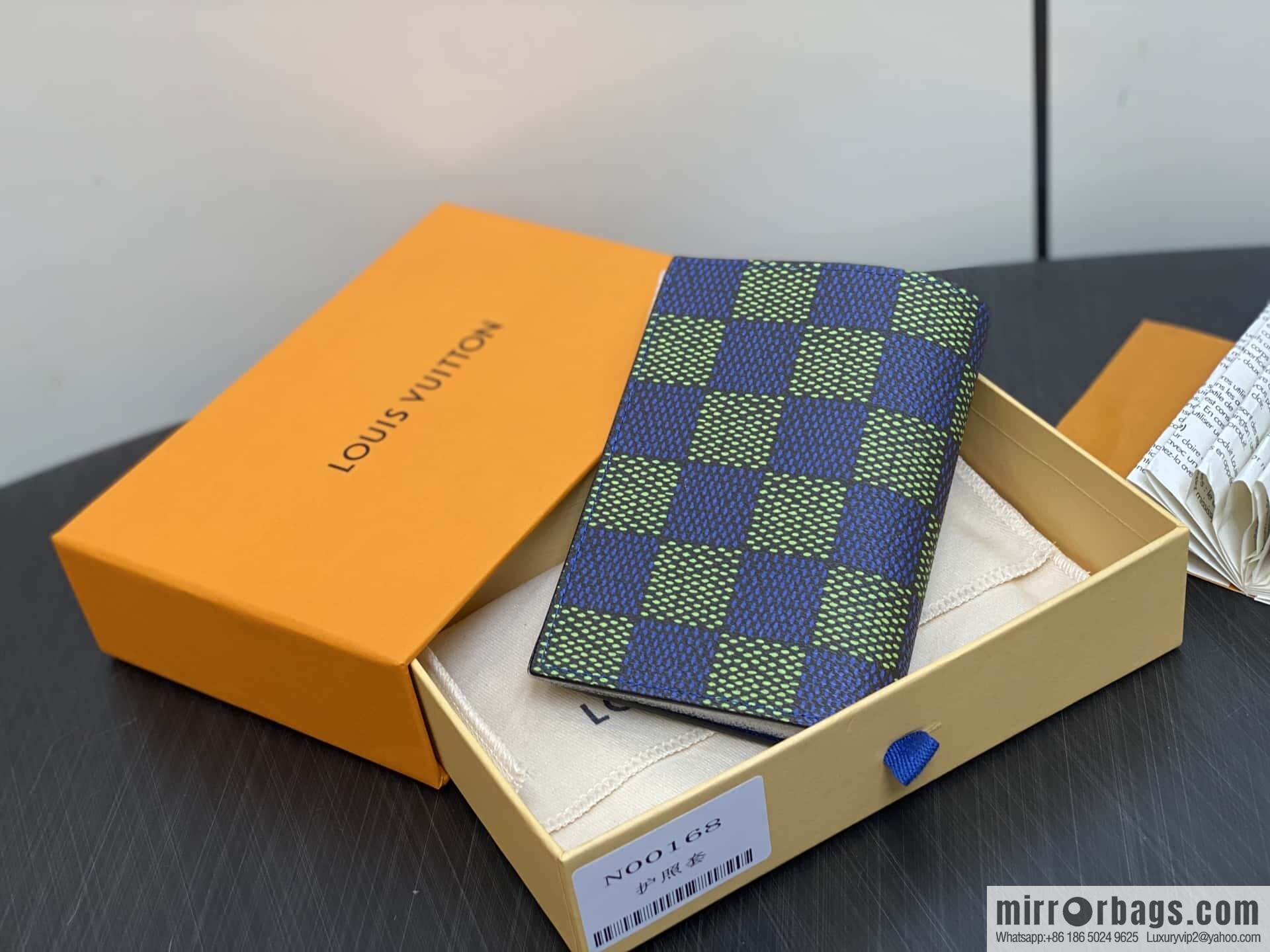 [Original order boutique] N00168 blue grid, passport holder, passport cover.