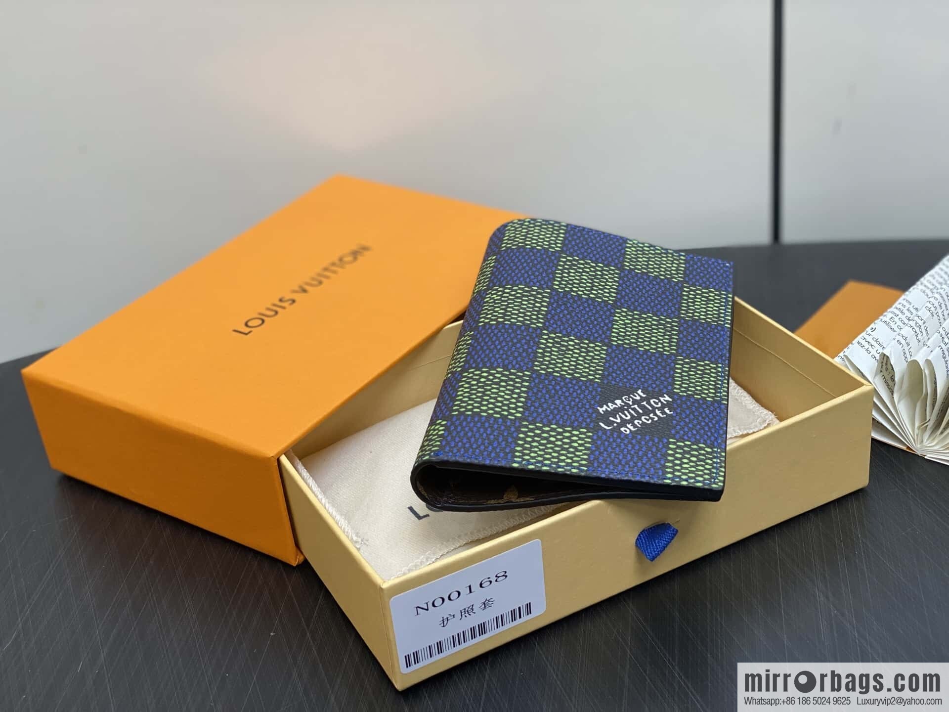 [Original order boutique] N00168 blue grid, passport holder, passport cover.