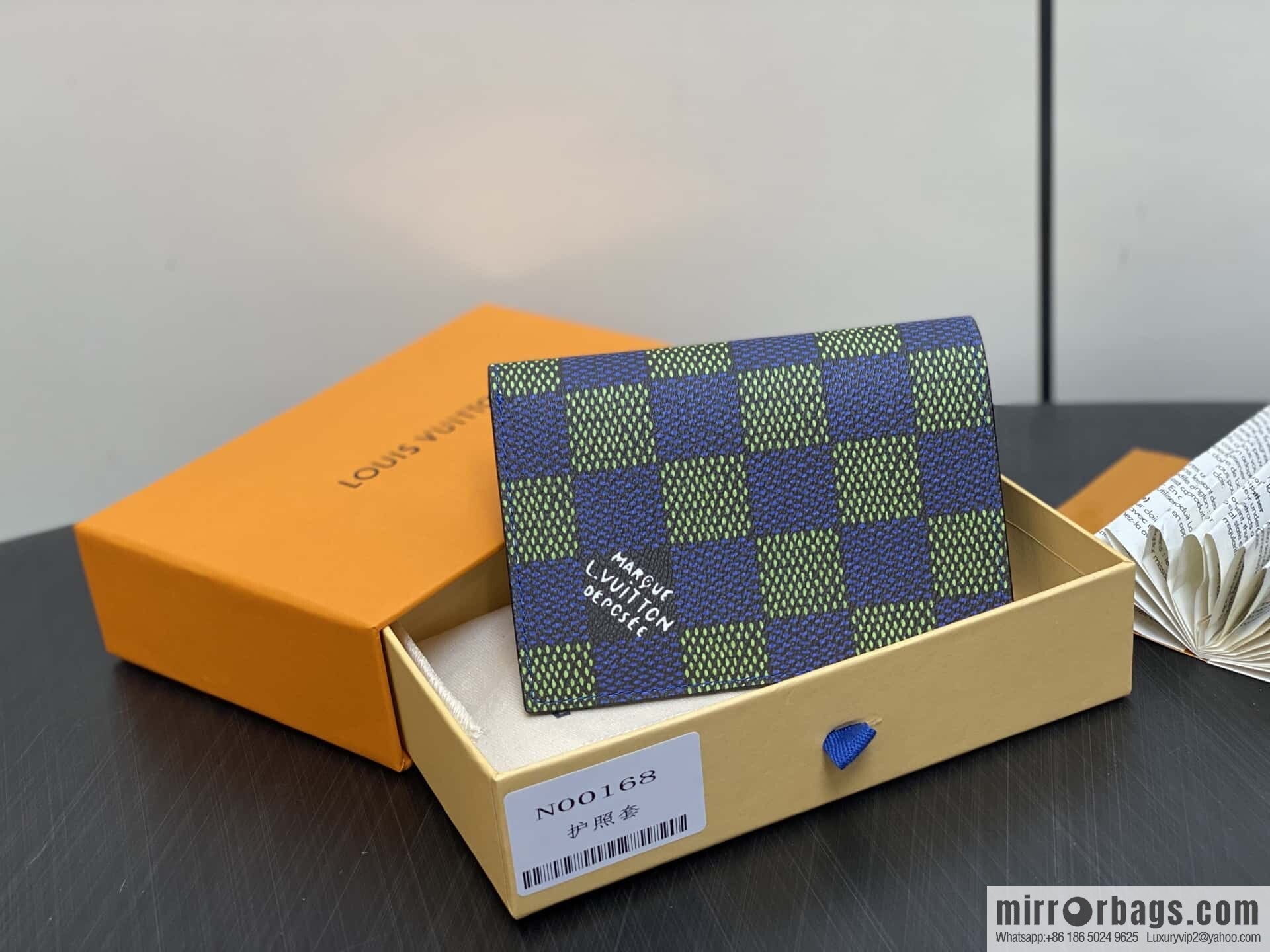 [Original order boutique] N00168 blue grid, passport holder, passport cover.