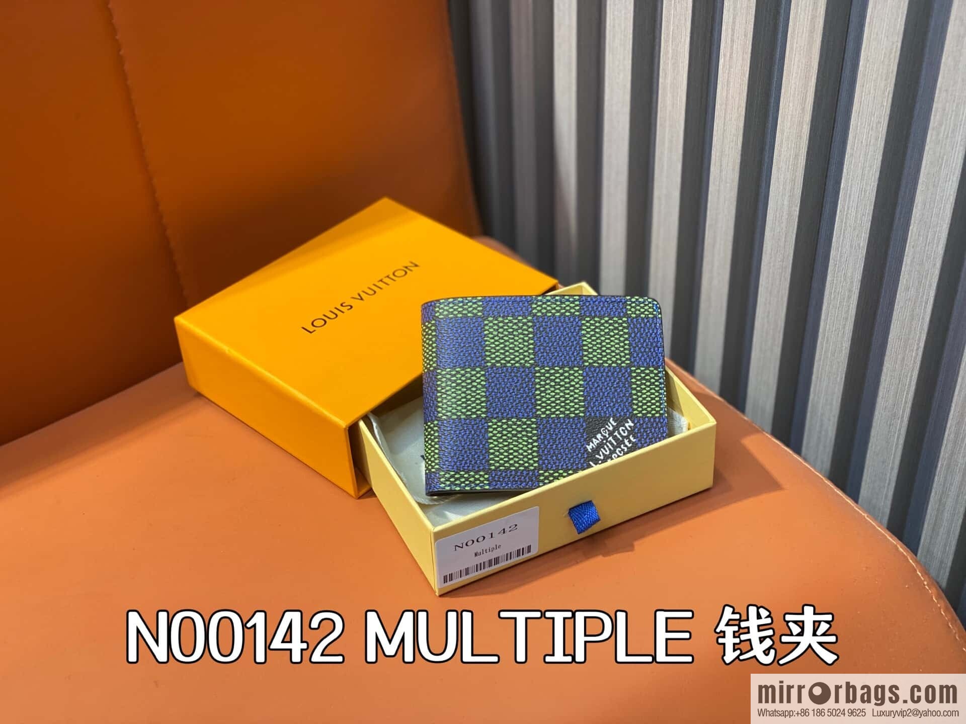 [Original order boutique] N00142 blue plaid, short suit clip wallet MULTIPLE wallet