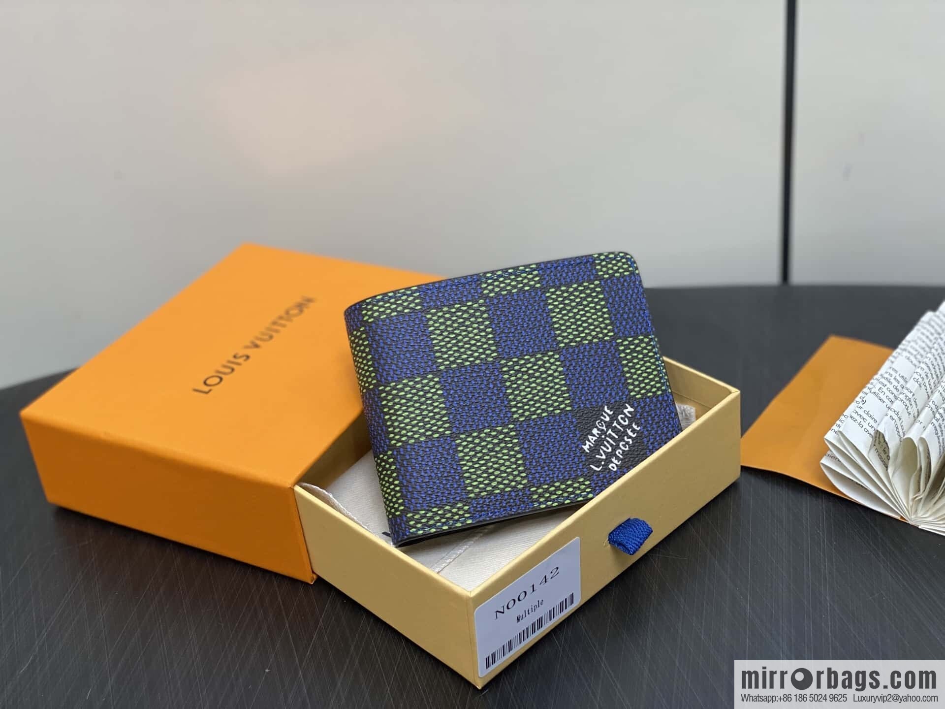 [Original order boutique] N00142 blue plaid, short suit clip wallet MULTIPLE wallet
