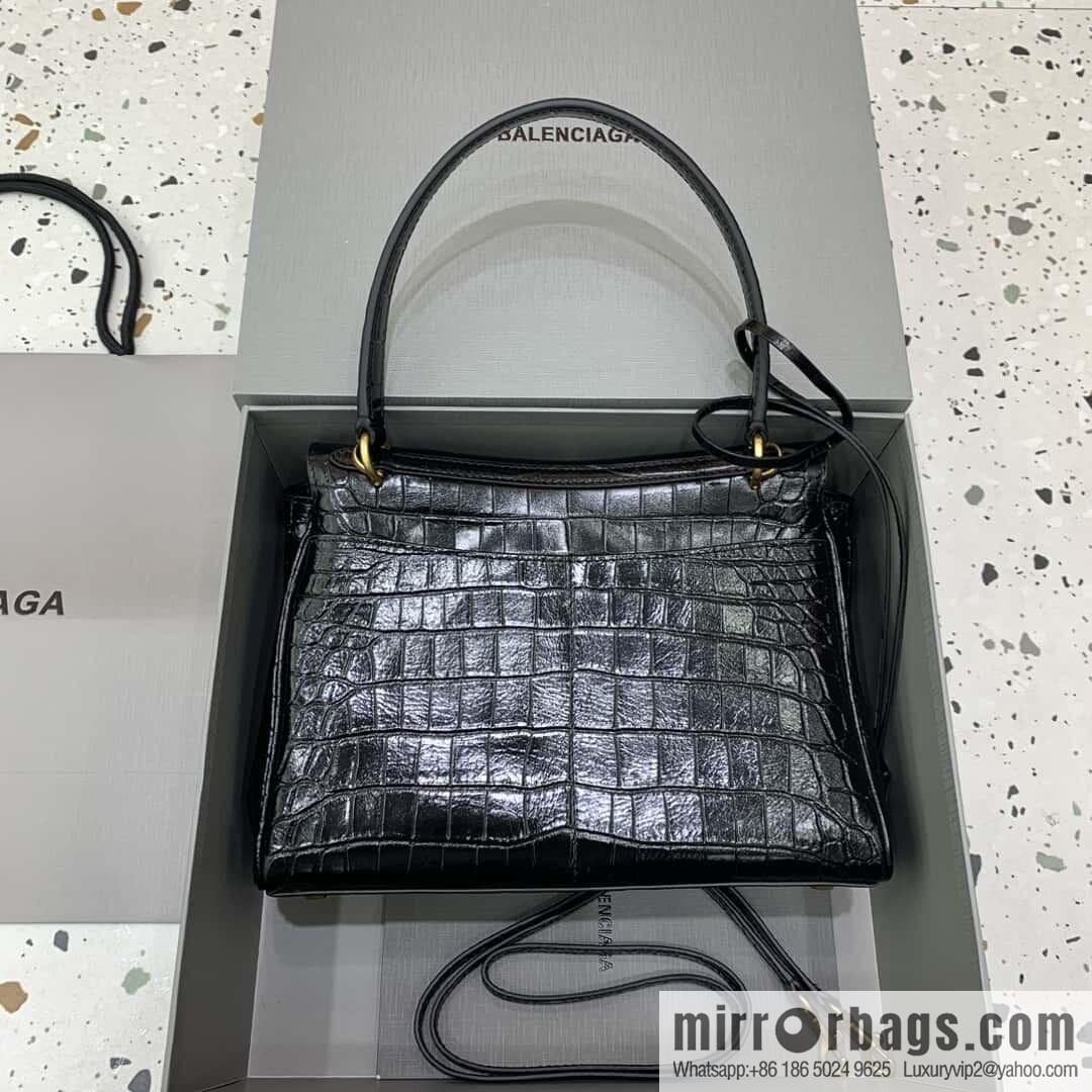 🖤[Small crocodile black 】 𝐁𝐀𝐋𝐄𝐍𝐂𝐈𝐀𝐆𝐀 𝐑𝐎𝐃𝐄𝐎 𝐁𝐀𝐆 series handbag model number: 78972