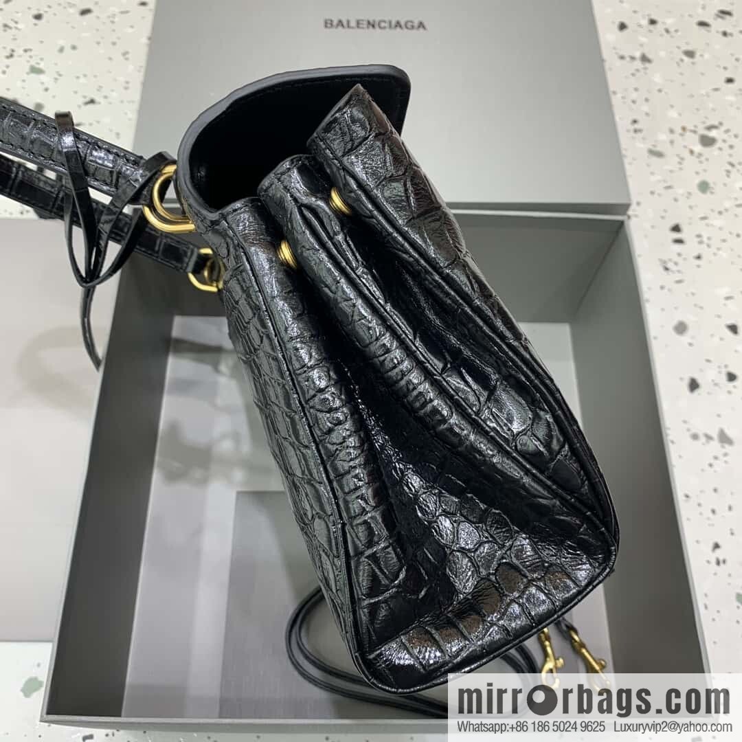 🖤[Small crocodile black 】 𝐁𝐀𝐋𝐄𝐍𝐂𝐈𝐀𝐆𝐀 𝐑𝐎𝐃𝐄𝐎 𝐁𝐀𝐆 series handbag model number: 78972