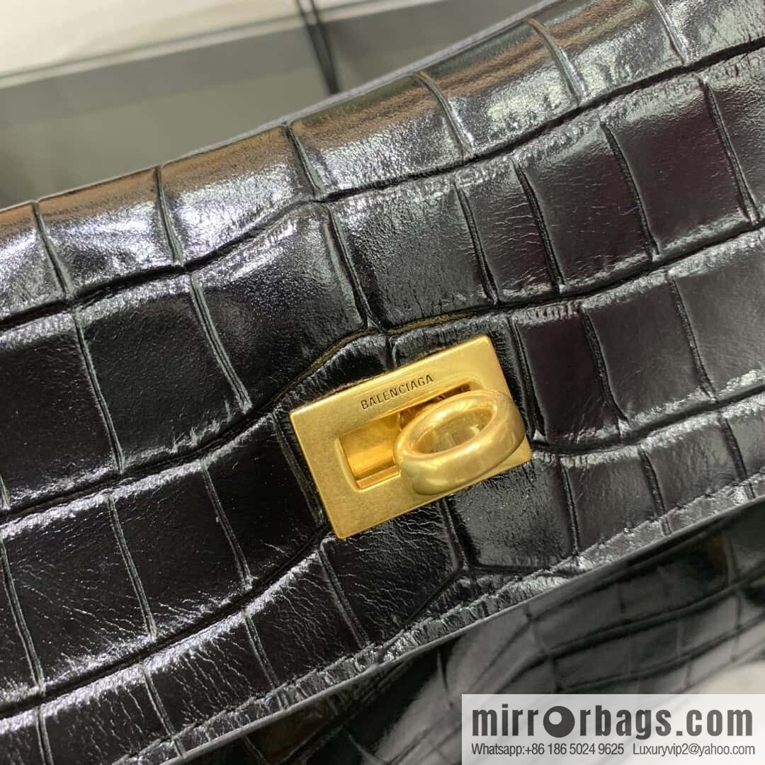🖤[Small crocodile black 】 𝐁𝐀𝐋𝐄𝐍𝐂𝐈𝐀𝐆𝐀 𝐑𝐎𝐃𝐄𝐎 𝐁𝐀𝐆 series handbag model number: 78972