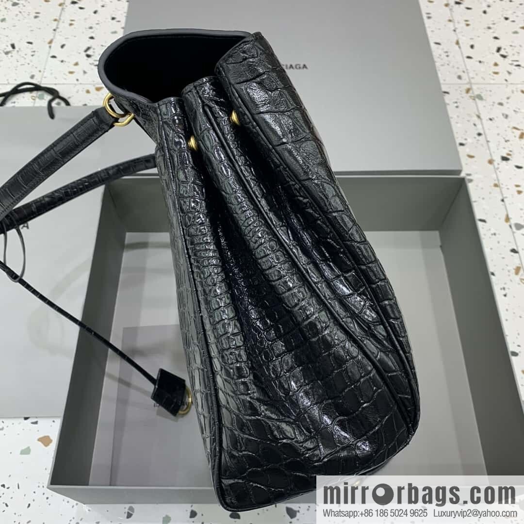 🖤[Large crocodile black 】 𝐁𝐀𝐋𝐄𝐍𝐂𝐈𝐀𝐆𝐀 𝐑𝐎𝐃𝐄𝐎 𝐁𝐀𝐆 series handbag model number: 78972