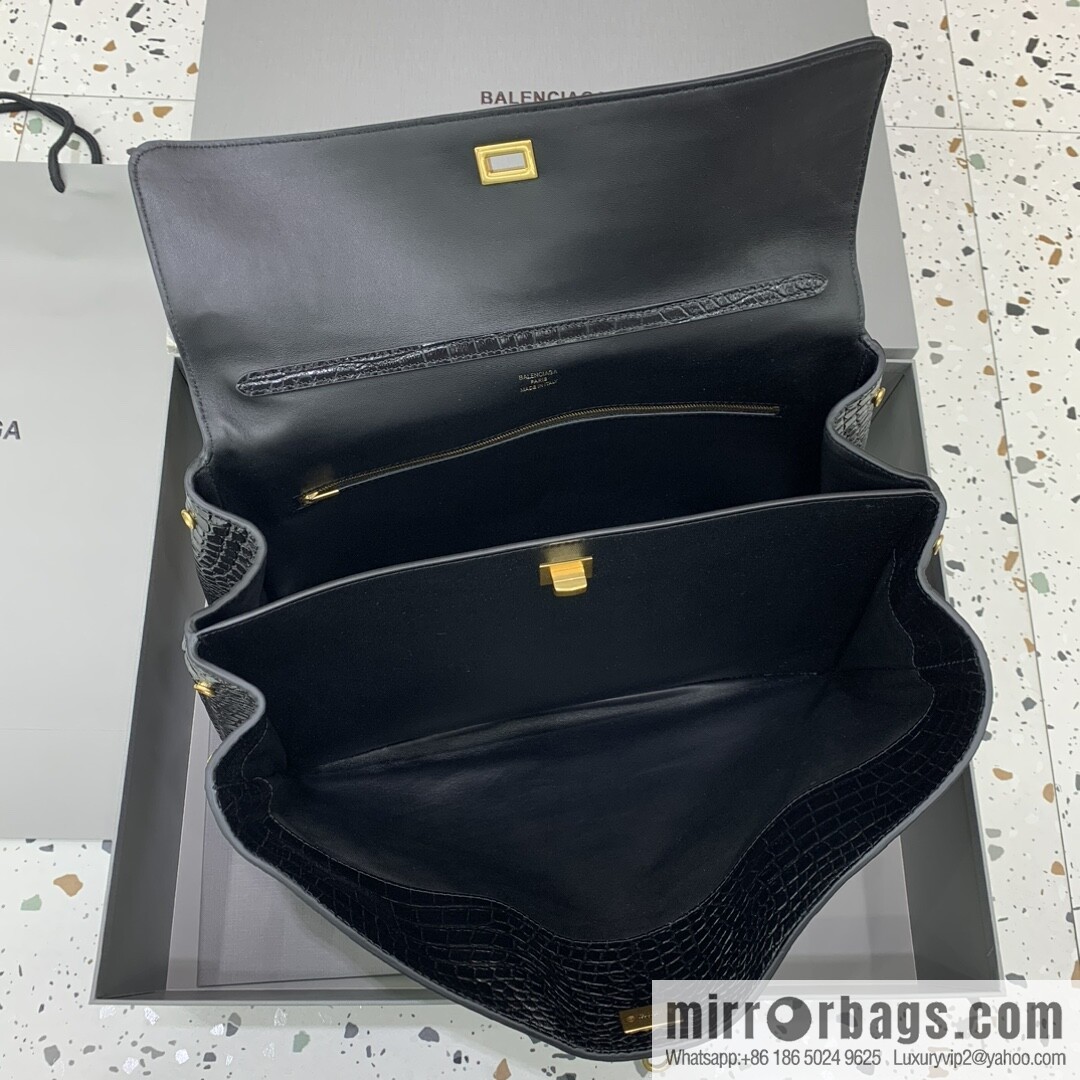 🖤[Large crocodile black 】 𝐁𝐀𝐋𝐄𝐍𝐂𝐈𝐀𝐆𝐀 𝐑𝐎𝐃𝐄𝐎 𝐁𝐀𝐆 series handbag model number: 78972
