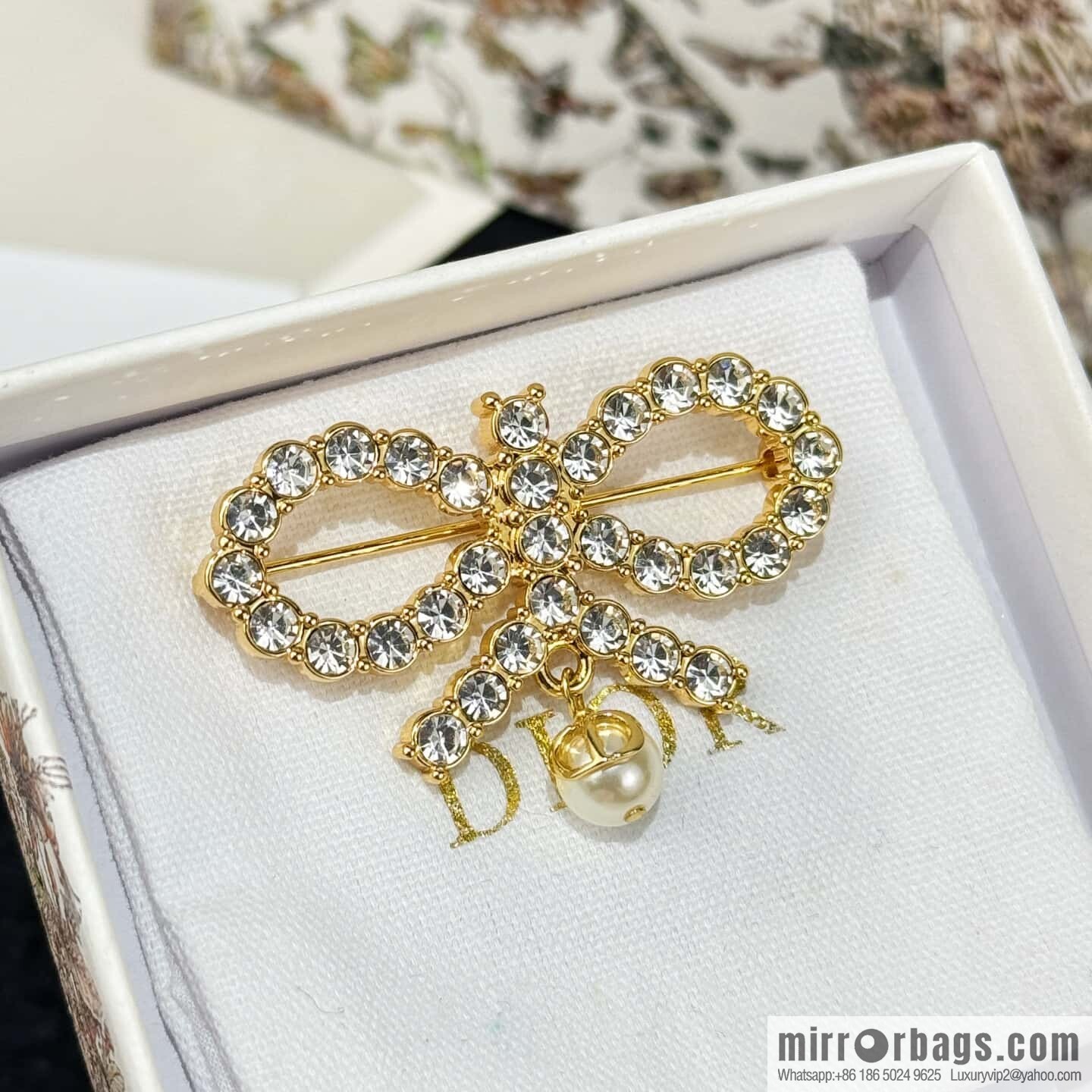 ❗️New ❗️ ☀️ New ☑️ Dior Dior pearl bow full diamond necklace earrings stud earrings bracelet ☀️