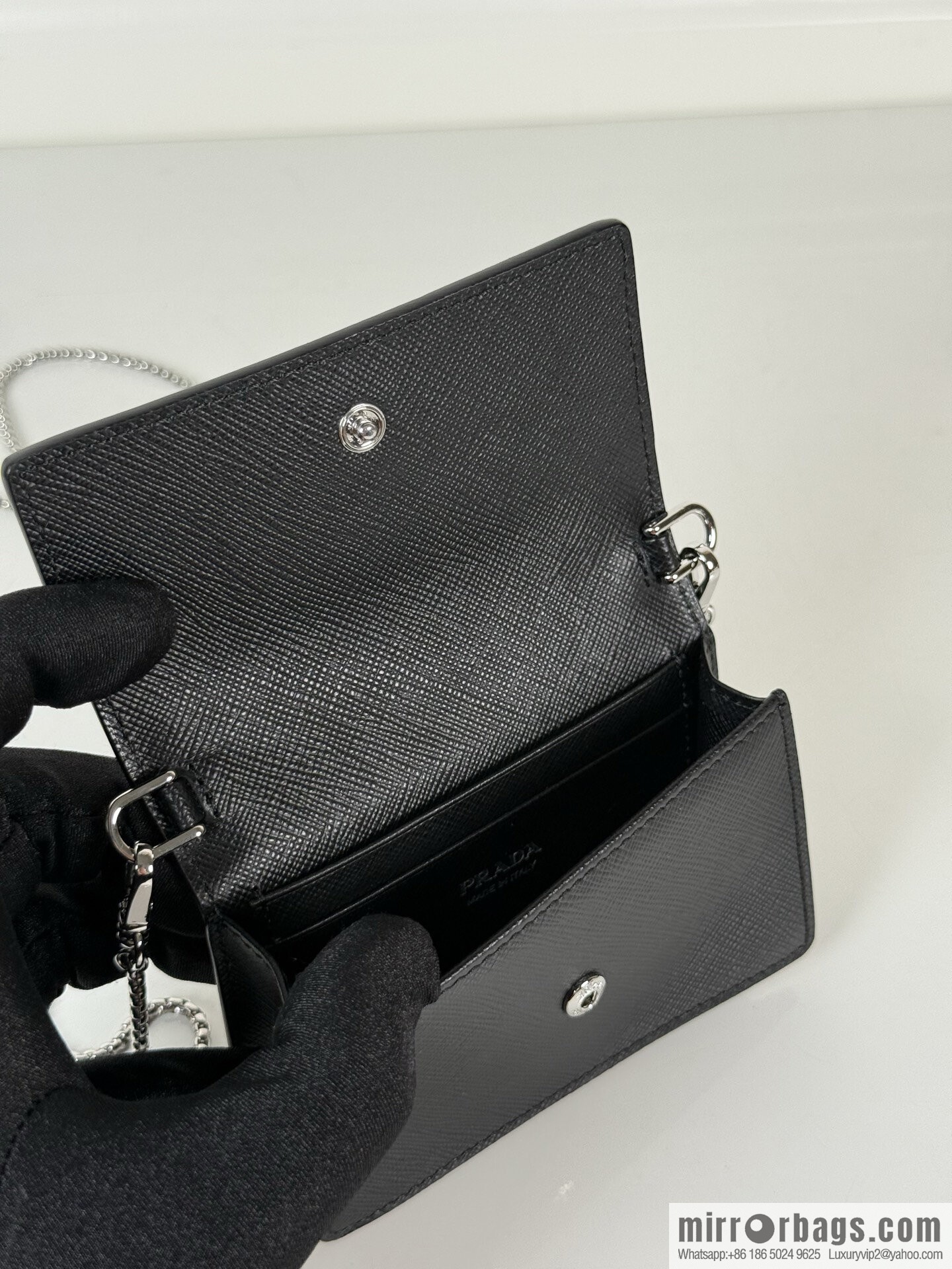 P ➡️ women's multifunctional mini backpack, model 1MR034 black cross pattern