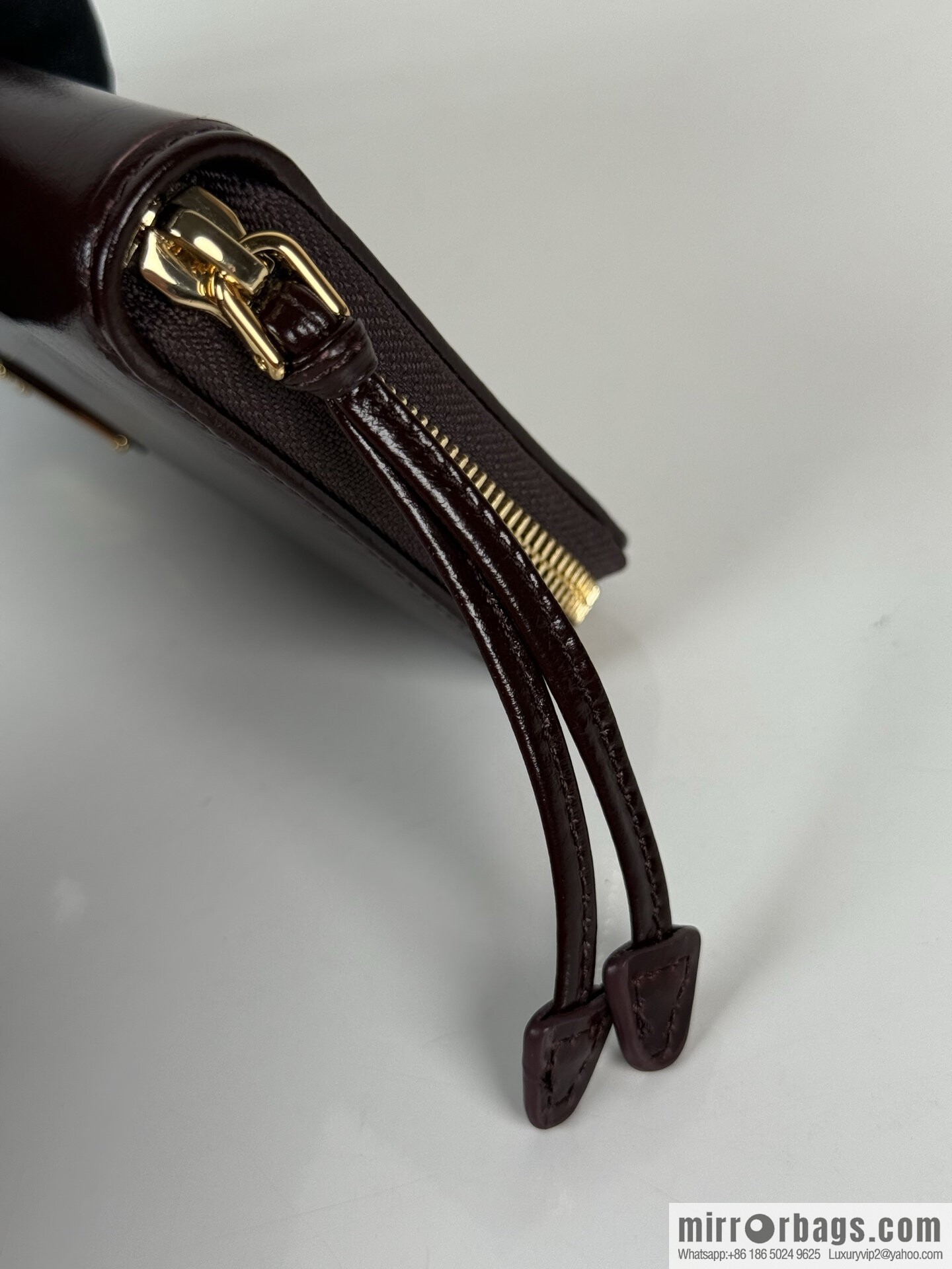 PRADA men's/women's triangle gold hardware standard oil wax leather zipper bag 2ML059 burgundy