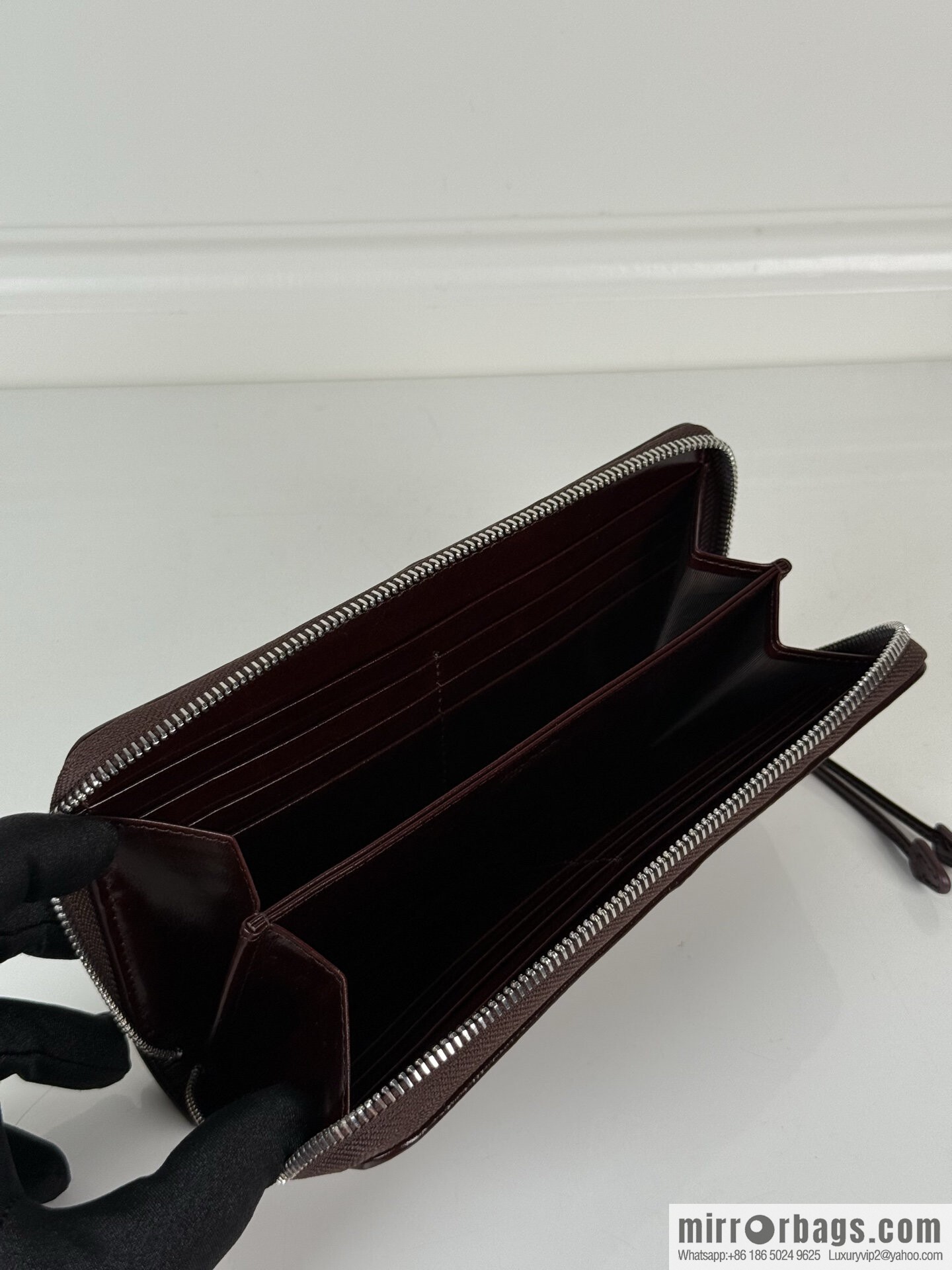 PRADA men's/women's triangular silver hardware standard oil wax leather zipper bag 2ML059 burgundy