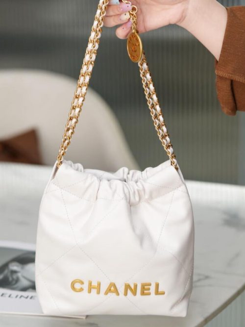 𝗖𝗛𝗔𝗡𝗘𝗟✦ 2023 Spring/Summer New Collection 22 Mini Bag Original-Origin Leather, White 🤍 AS3980