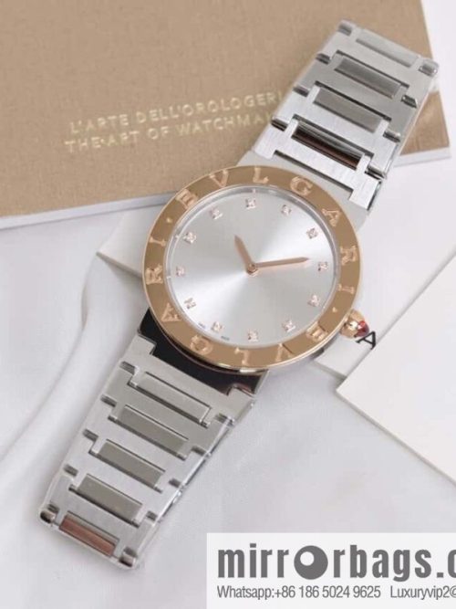 Rose Gold Diamond Bv Bulgari Ladies Quartz Watch