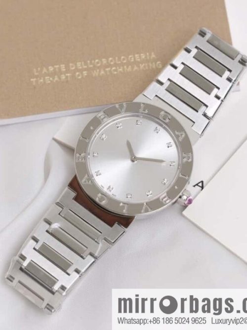 Silver Diamond Bv Bulgari Ladies Quartz Watch