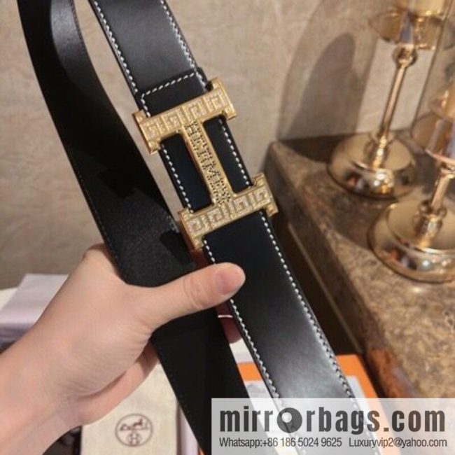 Hermes Hermes, selected imported cowhide H metal buckle 3.8cm belt - Image 3