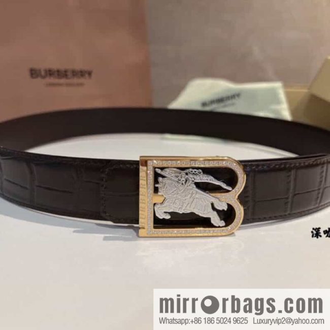 BURBERRY Burberry, stainless steel B-shaped war horse inlaid with metal buckle 3.5cm - Image 4