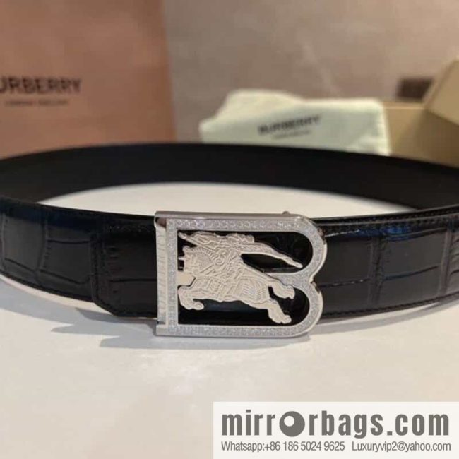 BURBERRY Burberry, stainless steel B-shaped war horse inlaid with metal buckle 3.5cm - Image 3