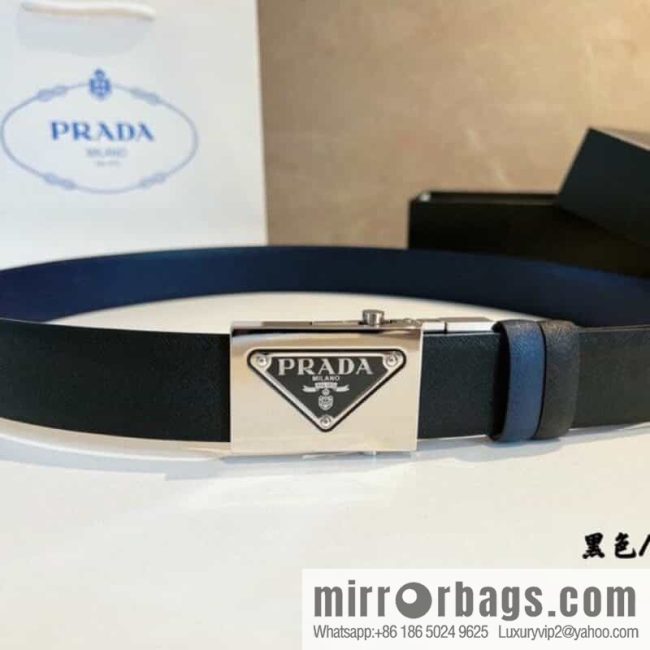 Prada, with pulley-type metal buckle men\'s belt 3.5cm - Image 3
