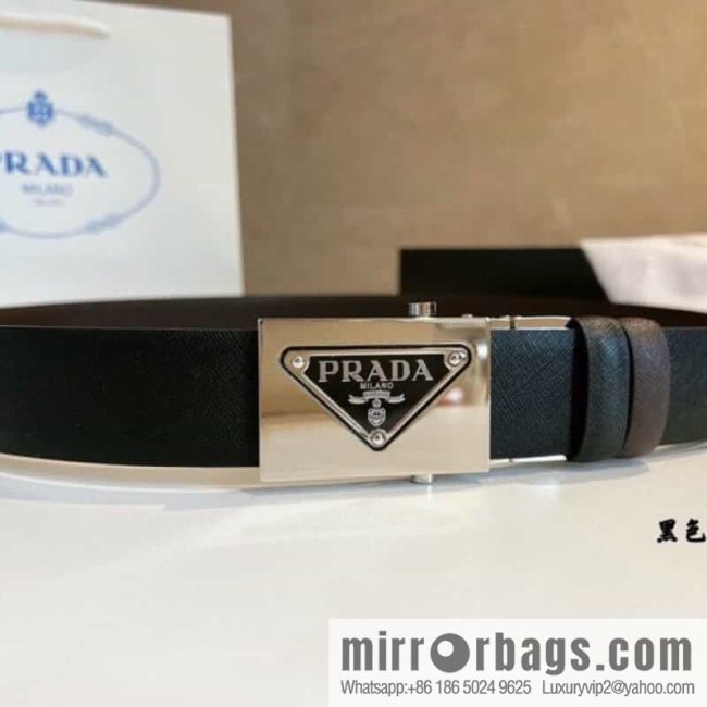 Prada, with pulley-type metal buckle men\'s belt 3.5cm - Image 2