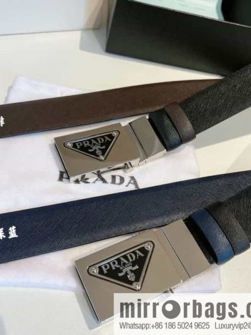 Prada, with pulley-type metal buckle men\'s belt 3.5cm