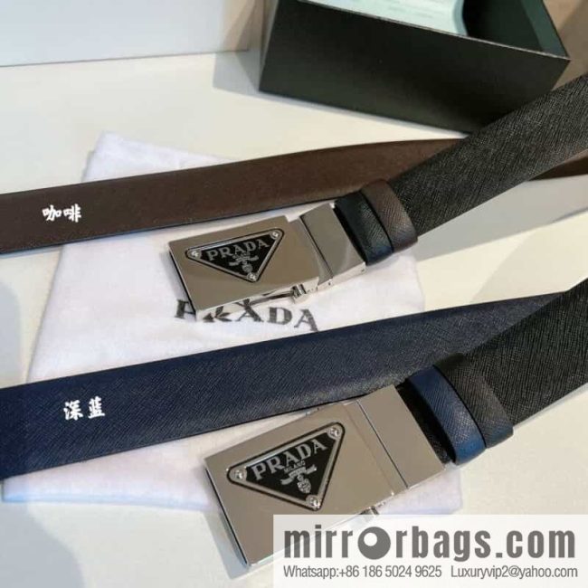 Prada, with pulley-type metal buckle men\'s belt 3.5cm