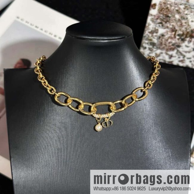 New ☑️ DIOR CD Pearl Chain Necklace