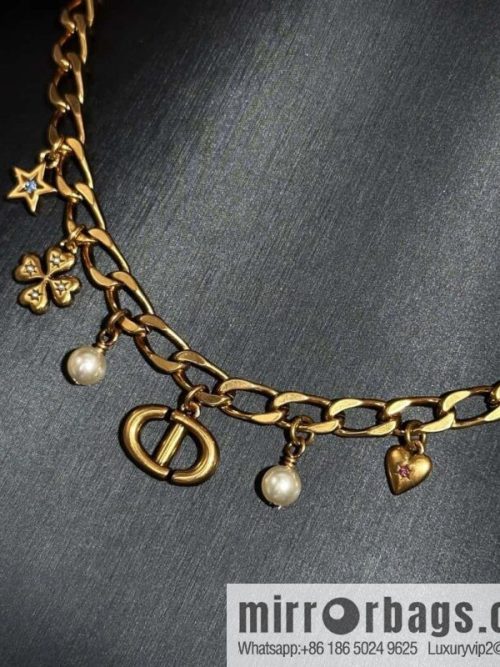 New ☑️ DIOR Dior Tassel Pearl CD Clover Necklace