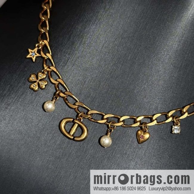 New ☑️ DIOR Dior Tassel Pearl CD Clover Necklace