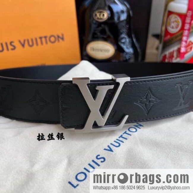 LV/Louis Vuitton, letter metal buckle cowhide embossed belt 40mm.