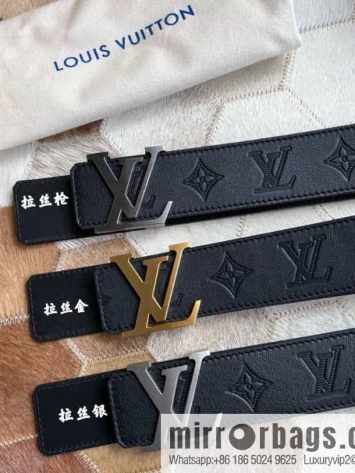 LV/Louis Vuitton, letter metal buckle cowhide embossed belt 40mm.