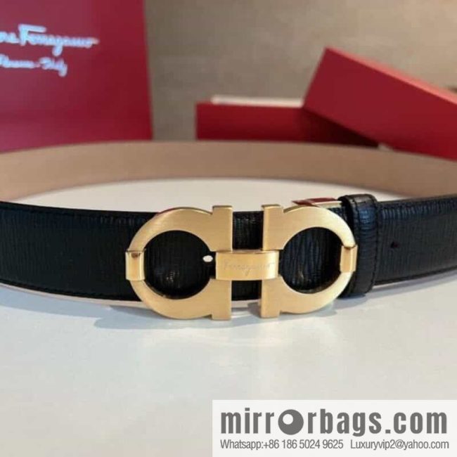 Ferragamo Ferragamo, Stainless Steel Figure 8 Metal Buckle, Metal Buckle Men\'s 3.5cm Belt - Image 3